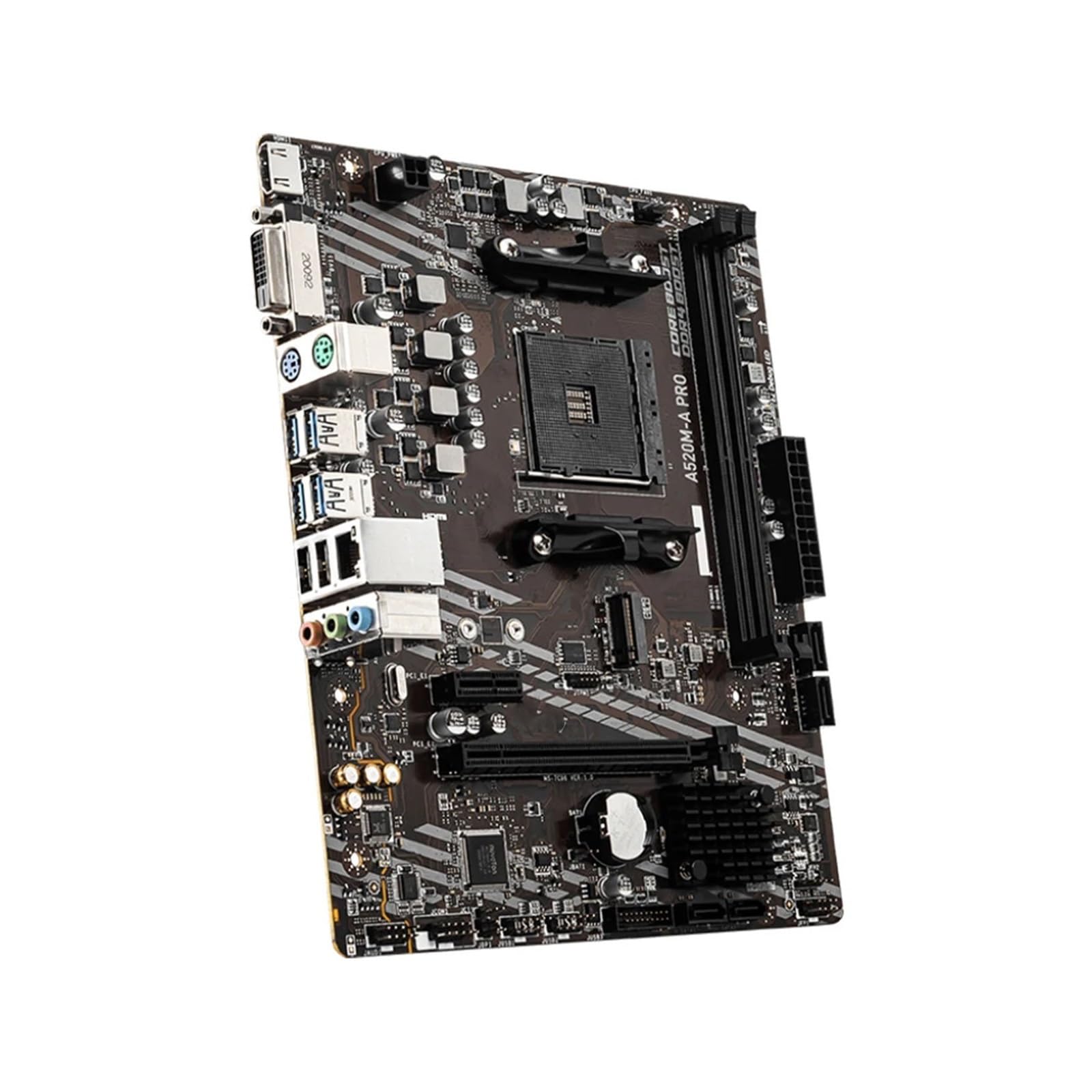 Carte Mere Carte mère Fit for MSI A520M-A Pro Compatible avec processeurs 5600G, 5700X3D et 5800X3D, 2xDDR4 4600MHz NVME M.2 PCIe 3.0 mATX AM4