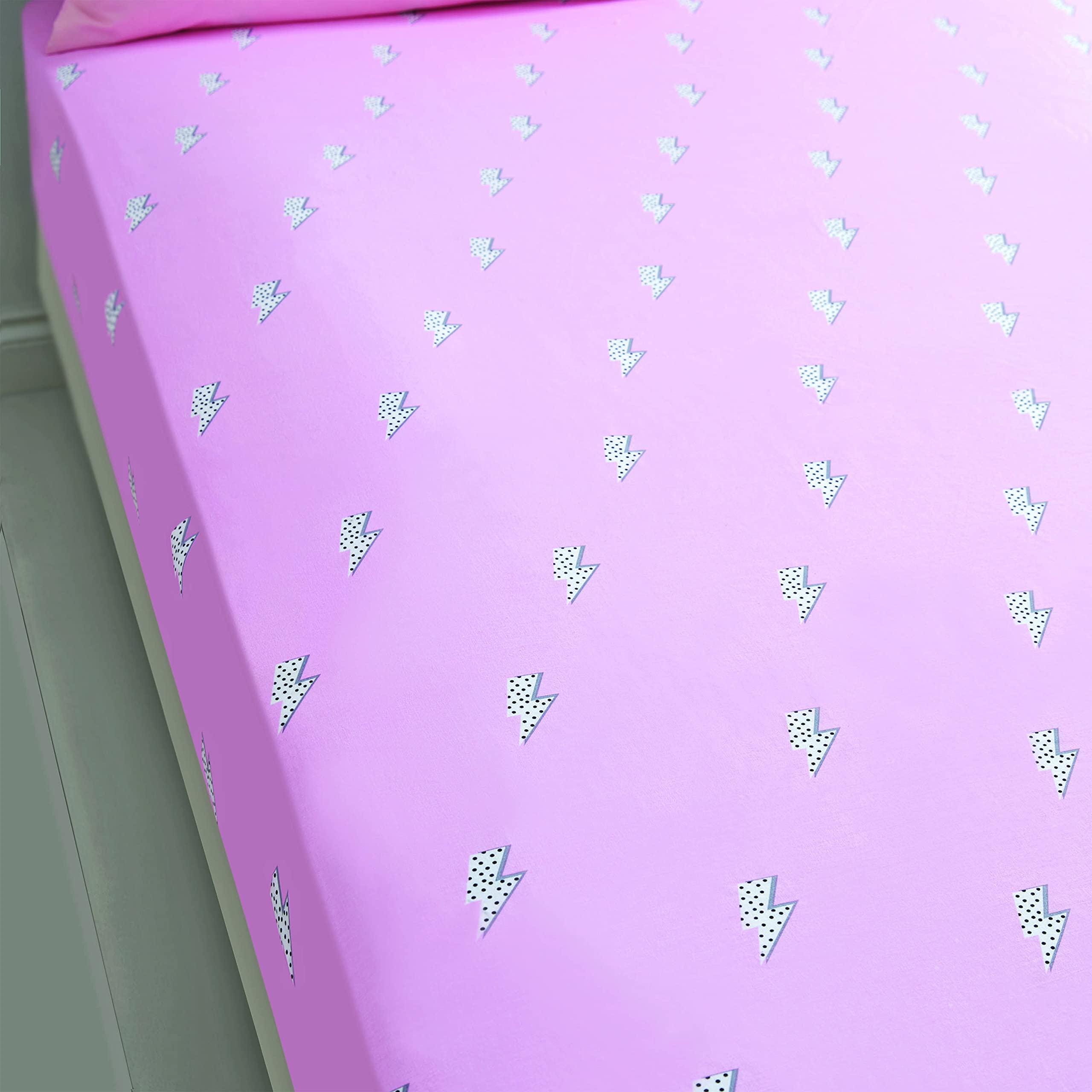 Sassy BLip Service Lightning Bolt King Fitted Sheet White Pink