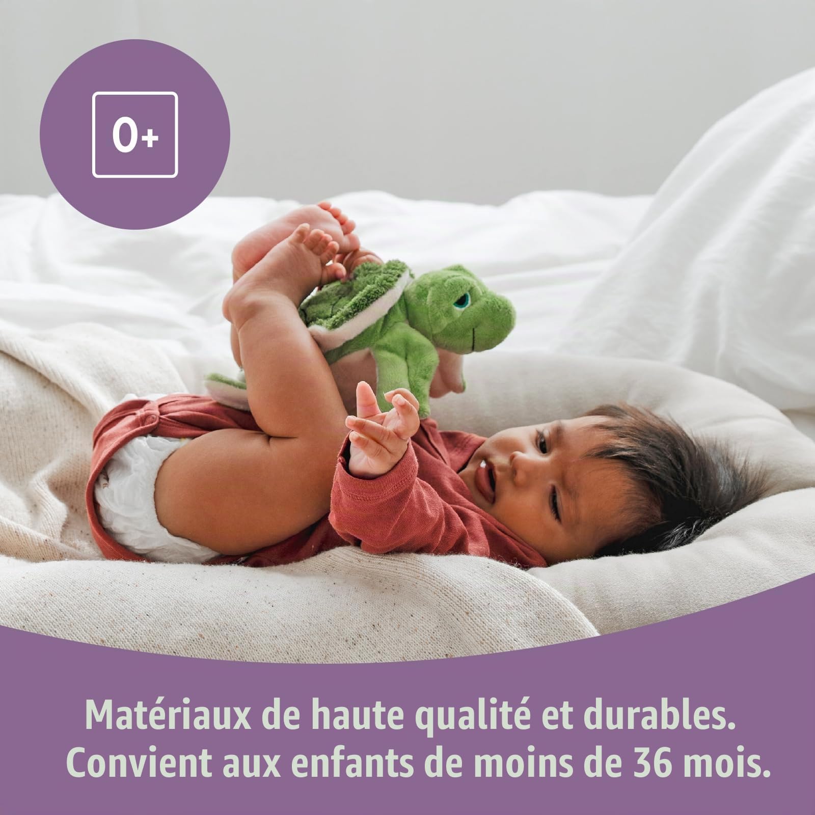 Habibi Premium Mini Deluxe - Coussin chauffant tortue d'eau - Peluche bébé-enfant - Rembourrage amovible millet - Chauffage micro-ondes - 22 cm - 250 g