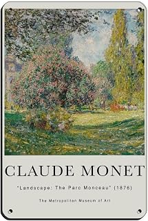 ZSULO Monet Landscape The Parc Monceau 1876 Vintage Exhibition Poster Wall Art Print Claude Monet Print Famous Landscape Painting Tin Sign Travel Metal Pub Club Cafe Bar Home Wall Art Decoration
