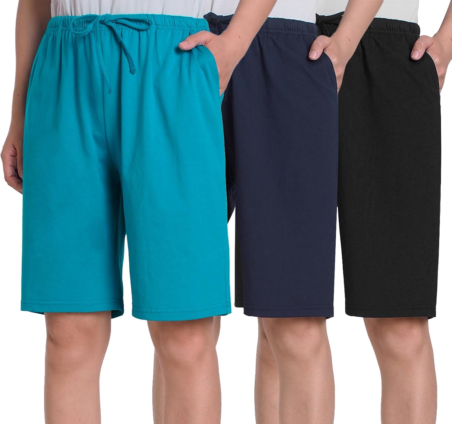 Women's Cotton Bermuda Pajama Shorts Knee Length Sleep Shorts