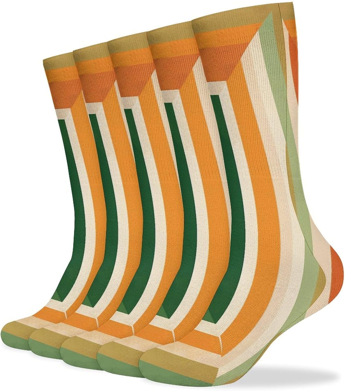 Square Pattern Crew Socks Cozy Casual Calf Socks Lightweight Long Work Sock Breathable Athletic Sock for Hiking Sports Running 5 Pairs