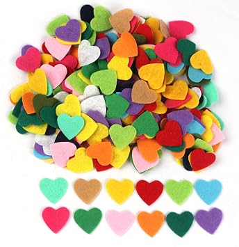 YYCRAFT 400pcs Felt Heart Fabric Embellishments DIY Crafts Scrapbooking,3/4 Inch Mix Color