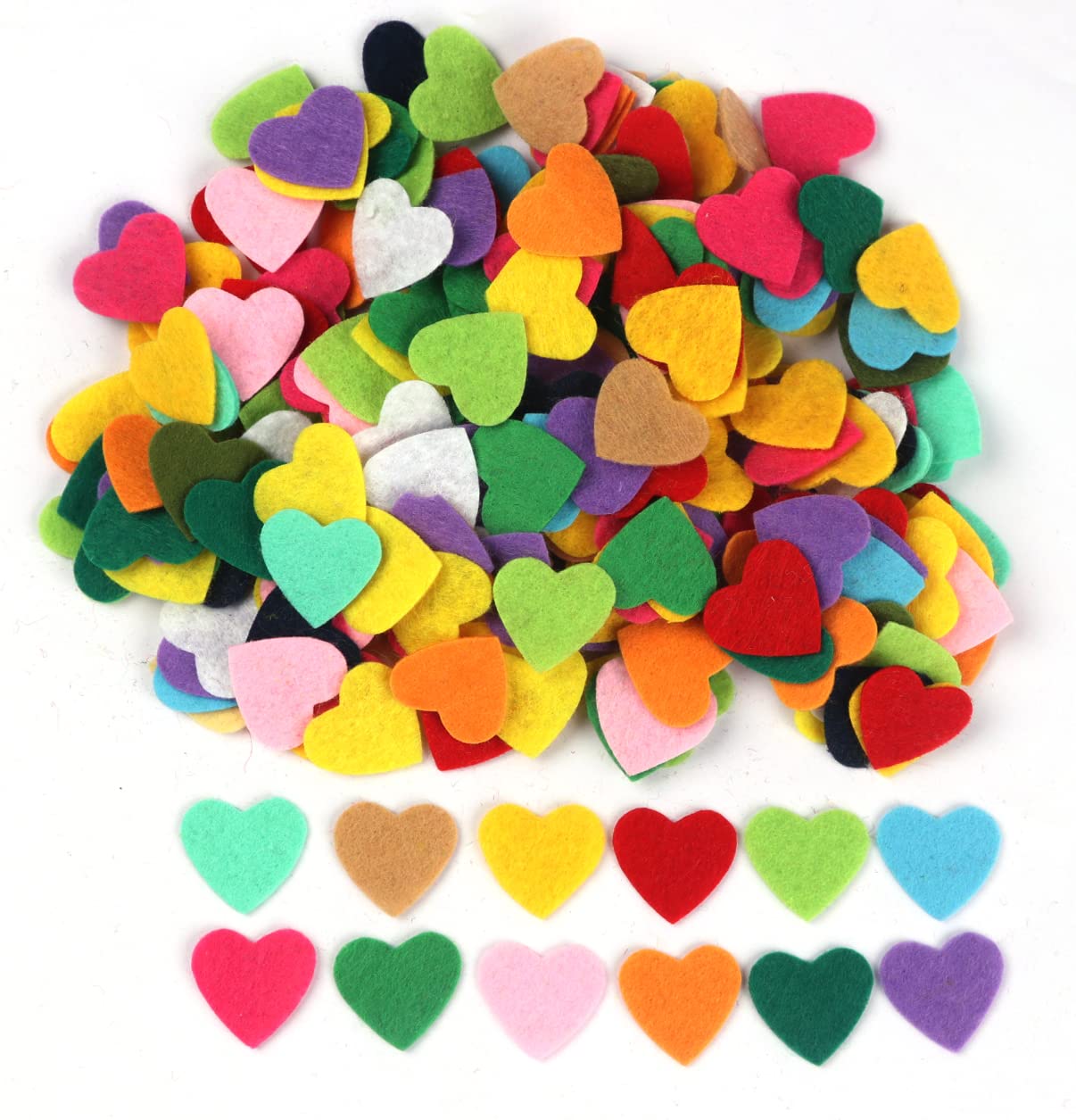 YYCRAFT400pcs Felt Heart Fabric Embellishments DIY Crafts Scrapbooking,3/4 Inch Mix Color