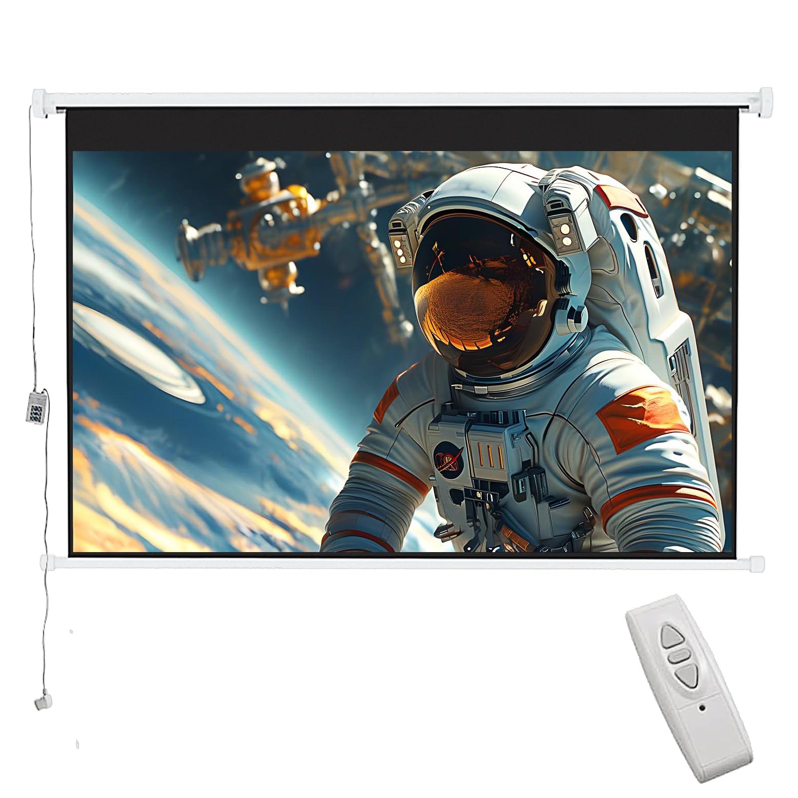 INMOZATA Beamer Leinwand Elektrisch 100 Zoll/ 247x163cm, 16:9 Motorleinwand