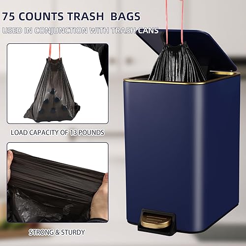 Miniatura 86 de Cubo de basura pequeño para baño con tapa de cierre suave, cubo de basura de acero inoxidable de 10 litros/2.6 galones con cubo interior extraíble