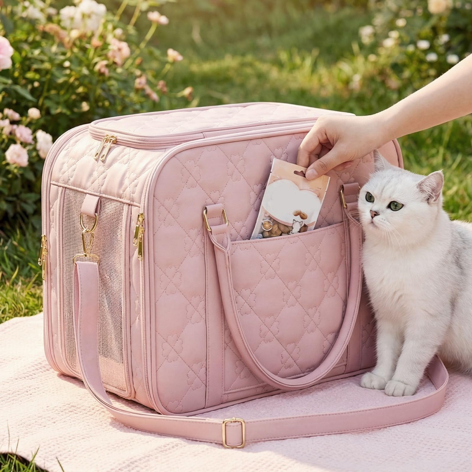 Generic Trasportino per Animali Domestici con Lato Morbido Pieghevole Gonfio con Cuscino Fino a 22 Libbre per Cani di (Para gatos de menos de 10 kg o perros menos)