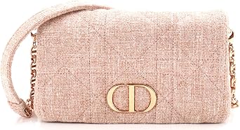 Pre-Loved Caro Bag Macrocannage Quilt Linen Small, Pink