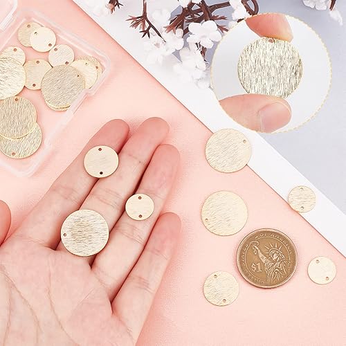 Miniatura 3 de Beebeecraft 30 unidadescaja de 3 tamaños planos redondos chapados en oro de 24 quilates, dijes de eslabones en blanco para aretes de disco, collar,