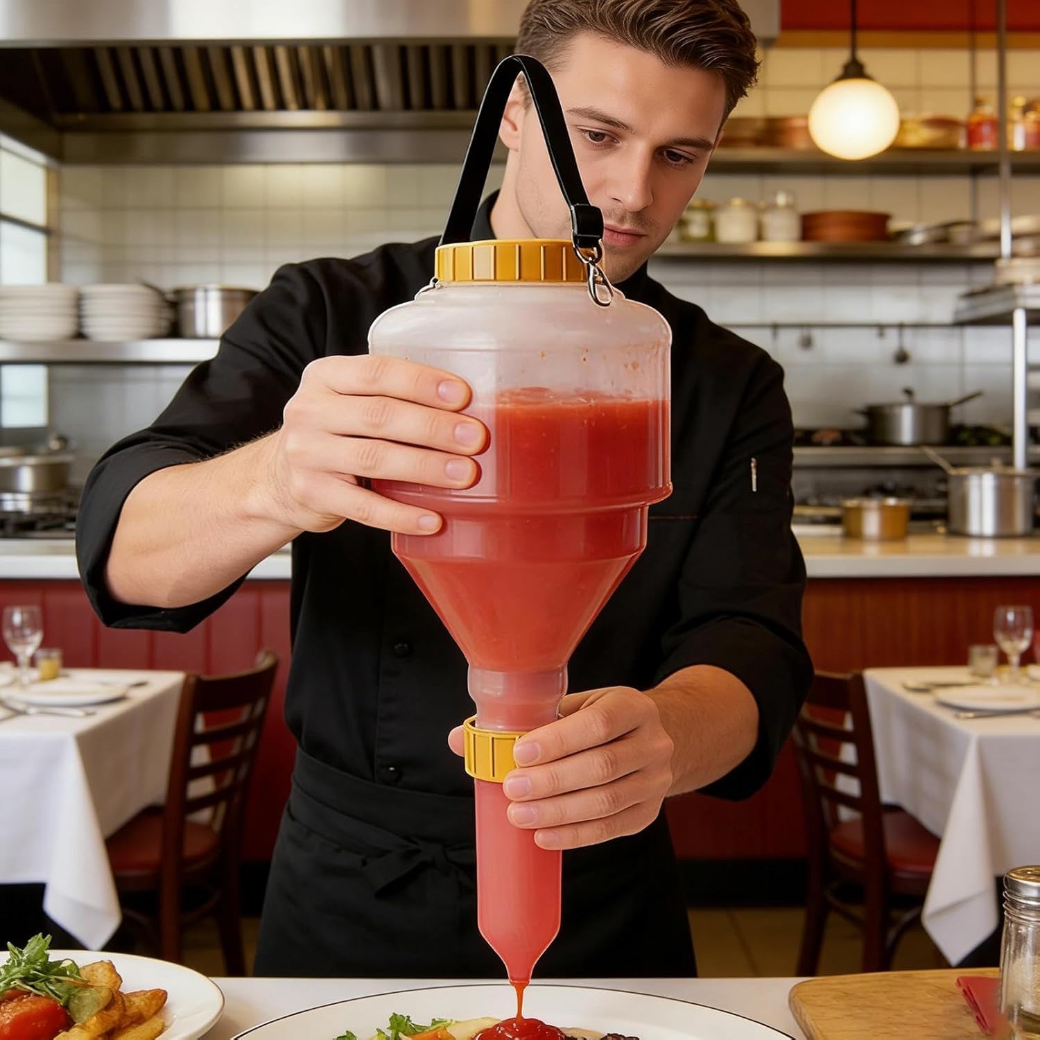 Sauce Dispenser Adjustable Strap – Refillable Large Capacity, Squeeze Bottles Sauces Salad, Dressing Ketchup Syrup Home Kitchen | Sauces - for Salad Dressing Ketchup Syrup Home Kitchen Restaurant Fo