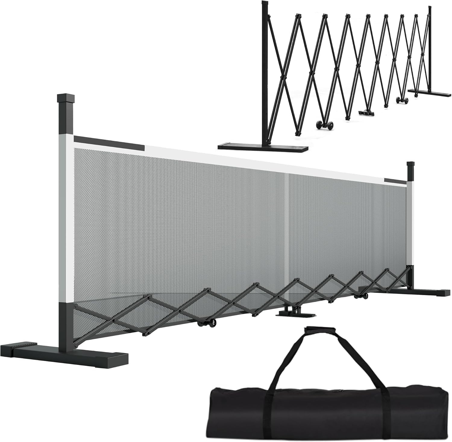 Retractable Pickleball Net - Durable and Lightweight Indoor/Outdoor Portable Pickleball Net with Steady Metal Frame, Free Assembly & Carry Bag for Backyards, Driveways and Garages