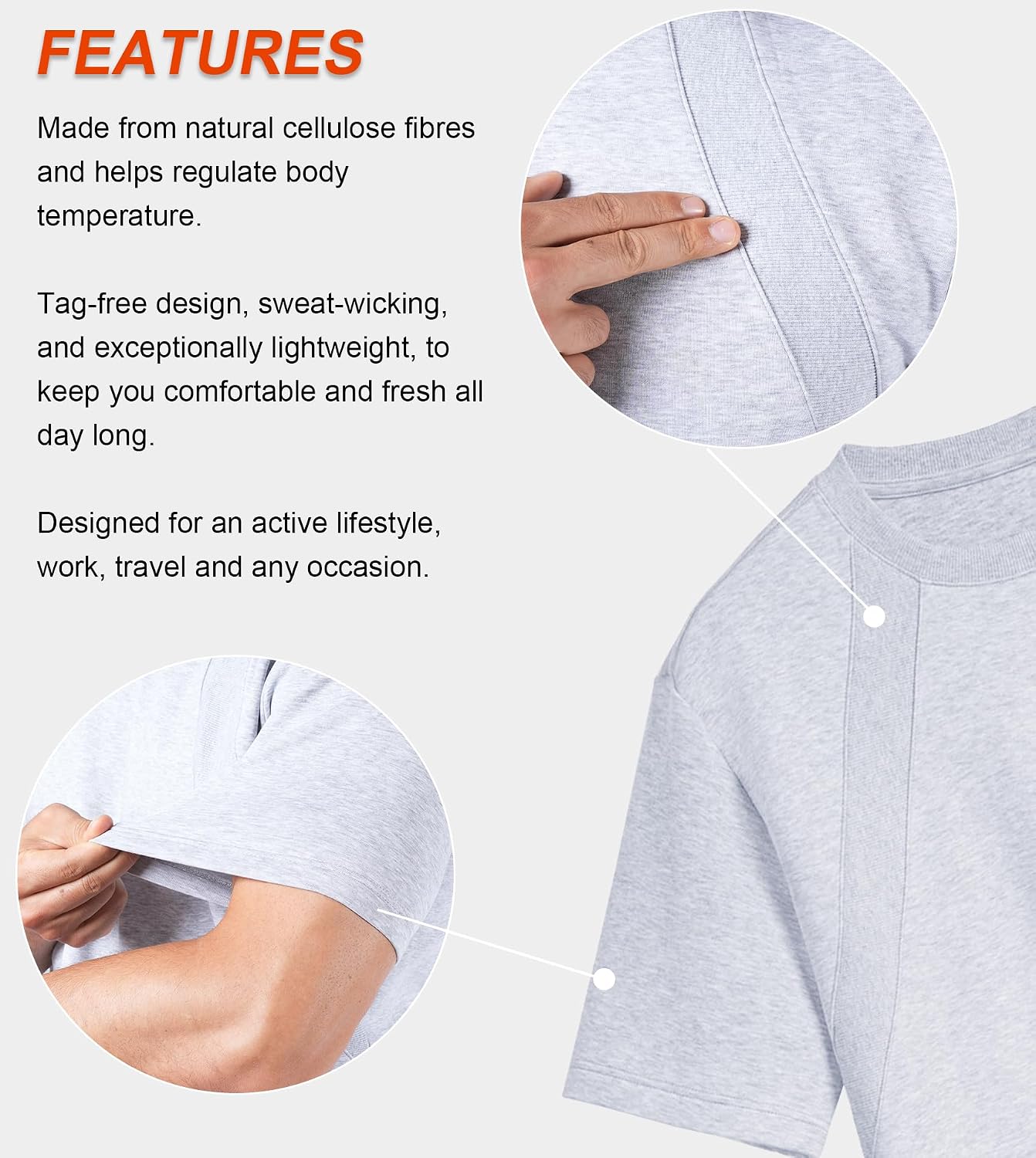 Fioboc Mens T-Shirts - Crew Neck Short Sleeve T-Shirts for Men Performance Cotton Blend Summer Casual Stylish Tee