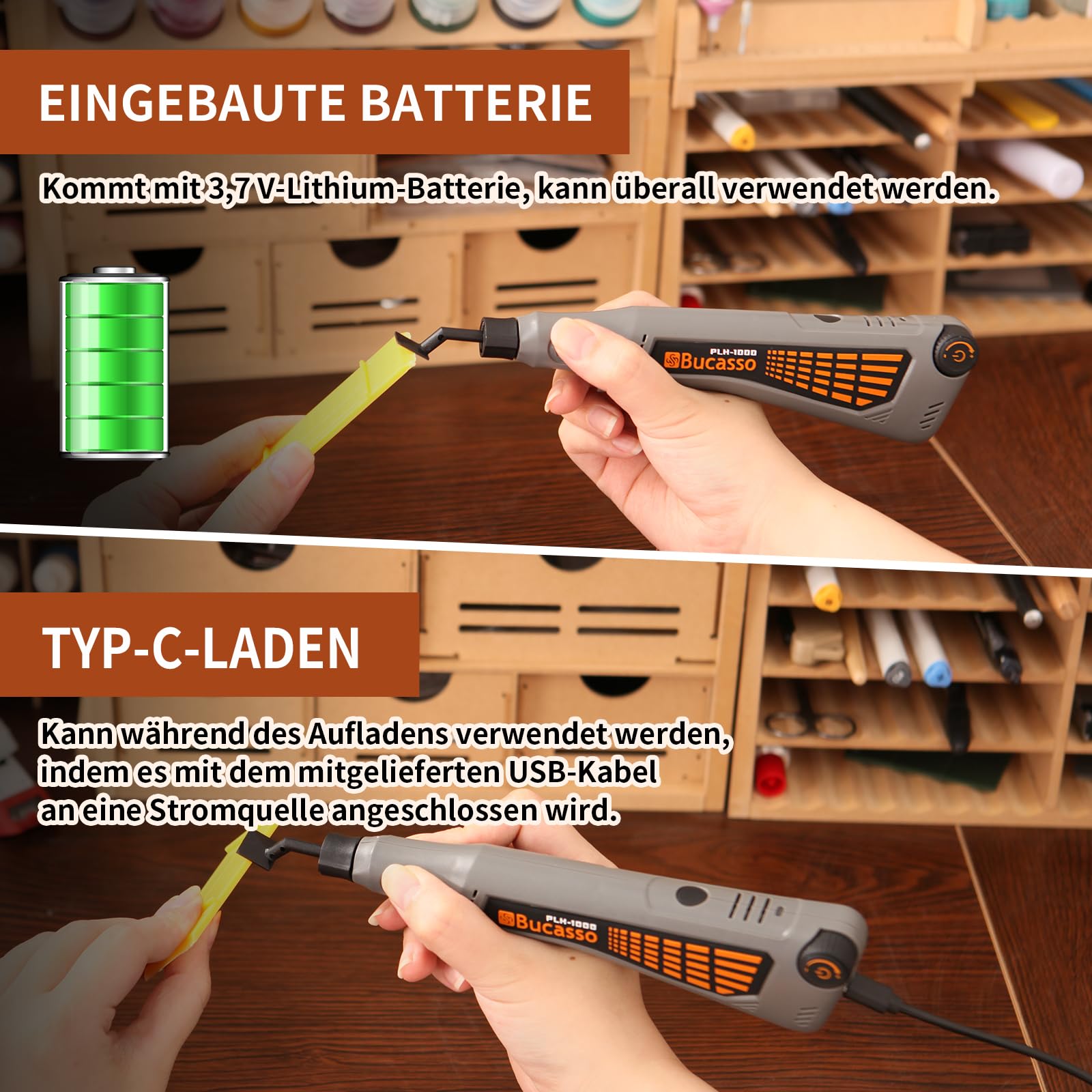 Schnurloser Stiftschleifer, variable Geschwindigkeit, Mehrzweck-Elektrowerkzeug zum Schleifen, Polieren, Finishing, DIY-Handwerk (GRAU)