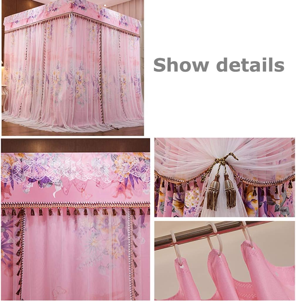 Princess 4 Corner Post Bed Canopy with Cute Mosquito Net Ideal for Girls Adults and Kids Perfect Curtain Net for Twin/Full/Queen/King Size Beds