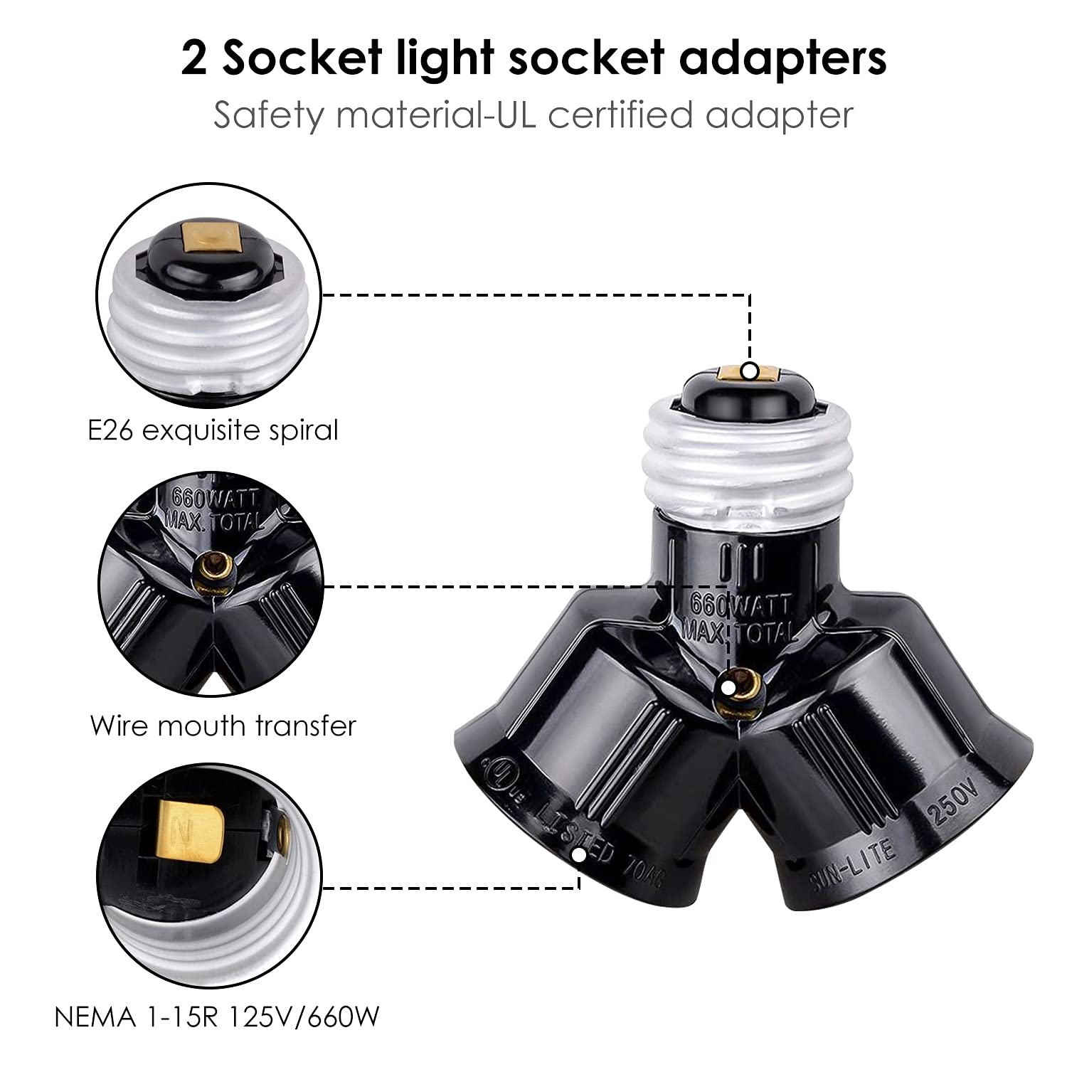 Blасk Frіdау - 80% оƒƒ 2 in 1 E26 E27 Socket Splitter Adapter, UL Listed 2 E26 E27 Standard Medium Base Bulbs in 1 Socket Y-Shape Lamp Holder Converter, Maximum 660W and 302°F Heat Resistant Light Bulb Splitter 2Pcs Bеѕt Cуbеr Dеаlѕ 🔥 2 in 1 E26 E27 Socket Splitter Adapter, UL Listed 2 E26 E27 Standard Medium Base Bulbs in 1 Socket Y-Shape Lamp Holder Converter, Maximum 660W and 302°F Heat Resistant Light Bulb Splitter 2Pcs