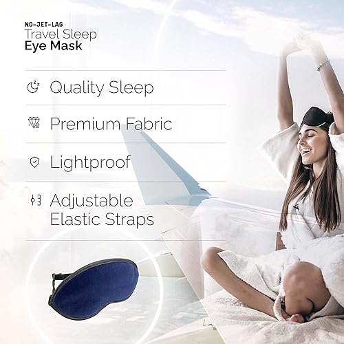 Miniatura 3 de No Jet Lag Comfort - Máscara de ojos de viaje con correas ajustables, acolchada suave, azul marino, esencial de viaje, bloquea la luz, mejora la