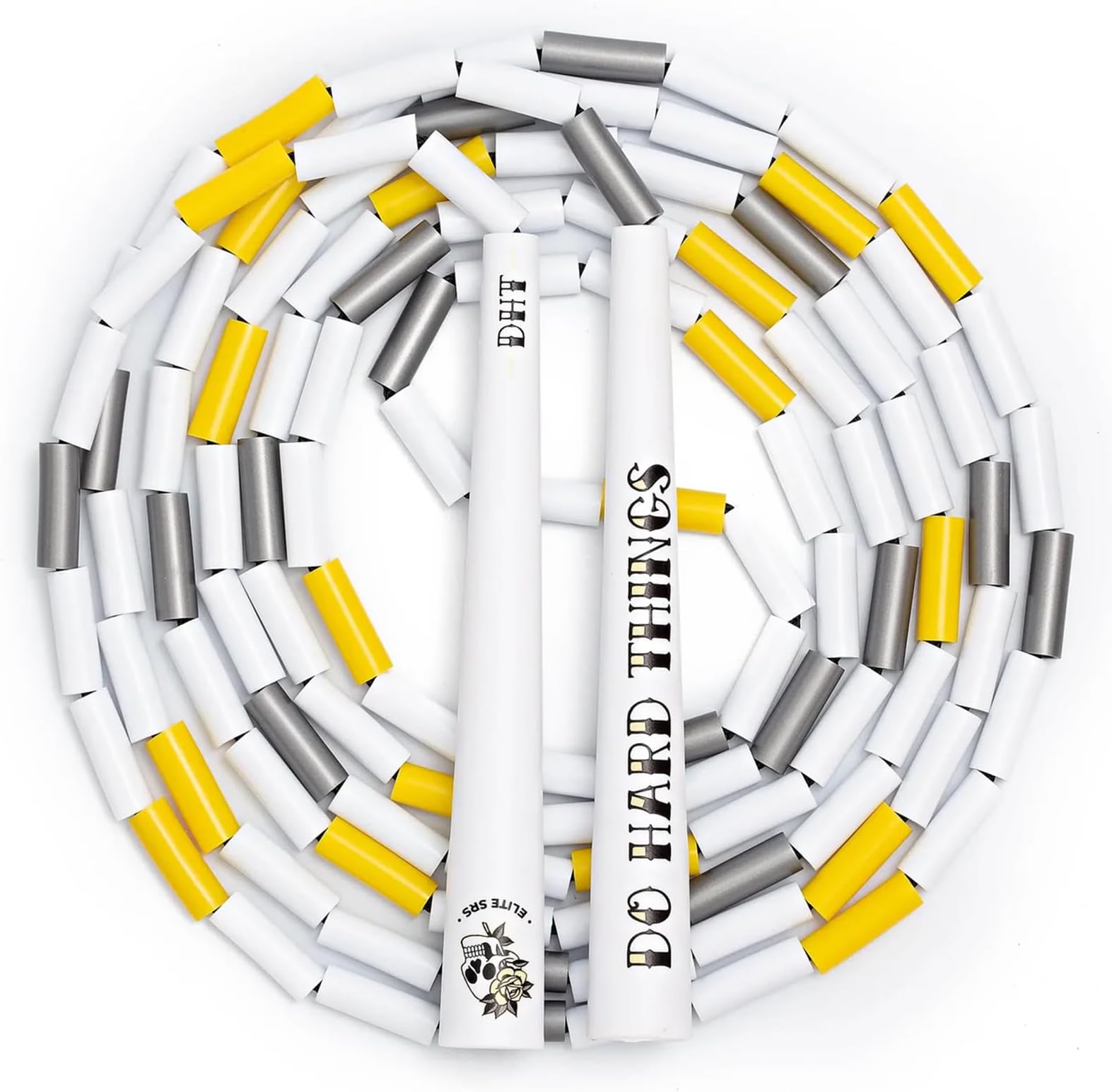 Do Hard Things Beaded Jump Ropes for Fitness - Unbreakable 6.5" Edge Handles With 1" ShatterProof Plastic Beads - Indoor/Outdoor Beaded Jump Rope