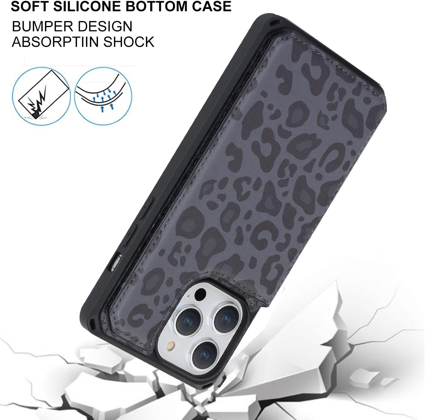 Cavor for iPhone 14 Pro Case Wallet with Card Holder for Women,Stand and Strap,for iPhone 14 Pro Phone Case Full Body Shockproof Protective Case-Black - Image 5