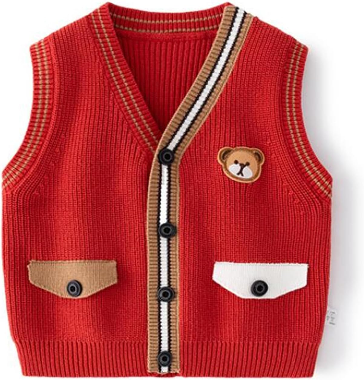 Unisex Baby Sweater Vest Knitted Soft Uniform Cotton V-Neck Sleveeless Waistcoat Vest