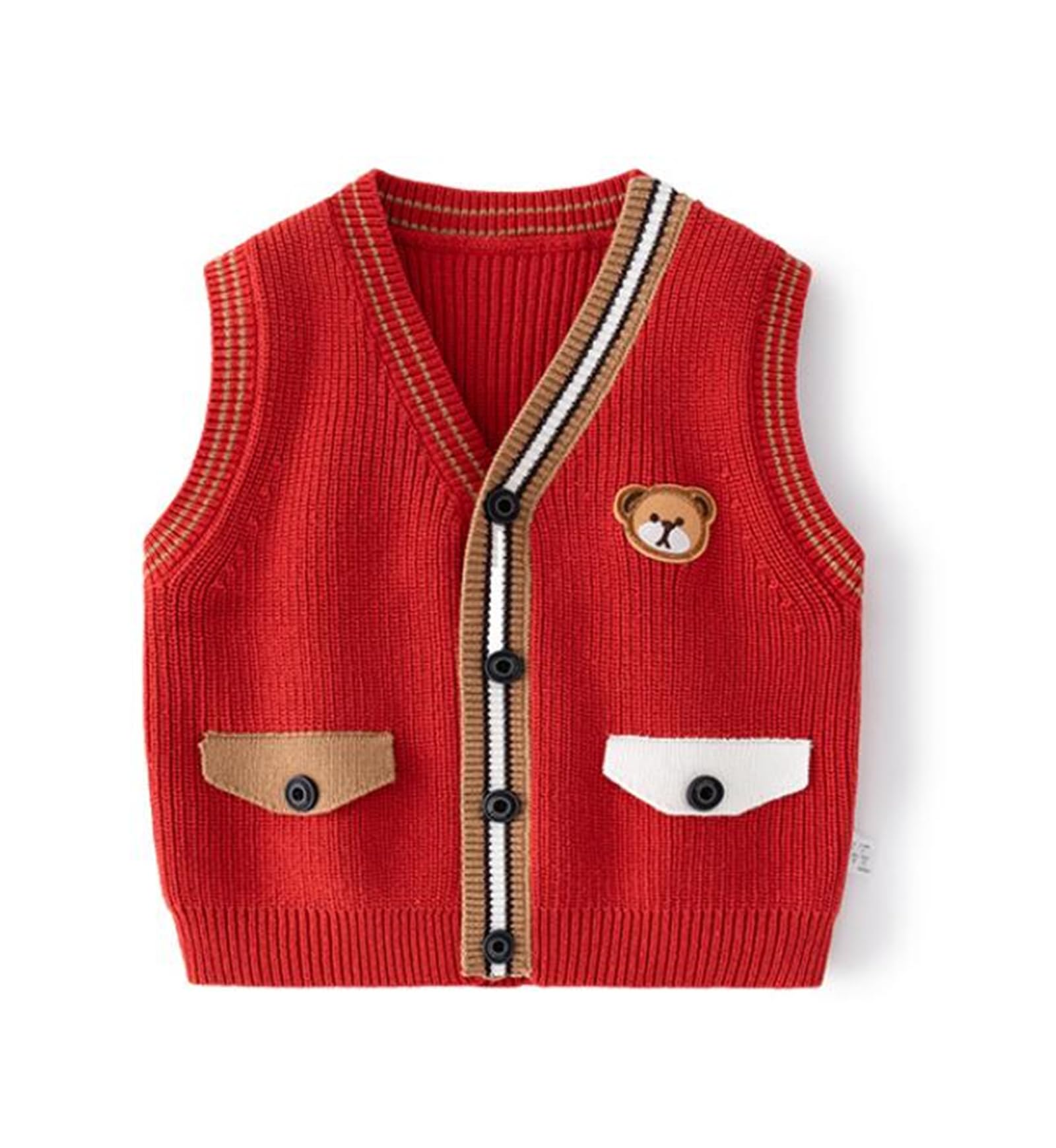 Unisex Baby Sweater Vest Knitted Soft Uniform Cotton V-Neck Sleveeless Waistcoat Vest