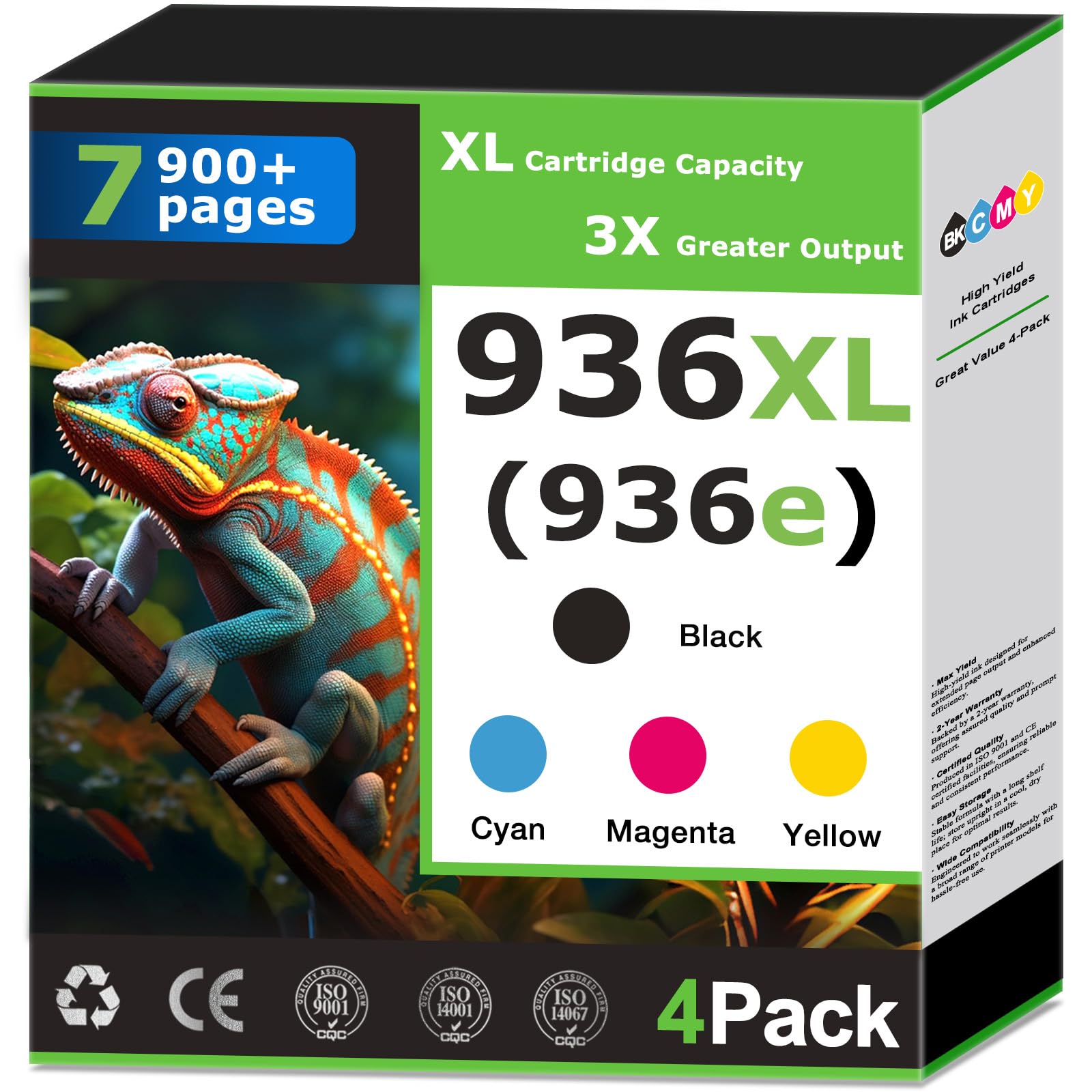 Photo 1 of 936XL 936e Ink Cartridges Compatible for HP 936 Ink Cartridges Combo Pack Work with HP Printer OfficeJet Pro 9120e 9125e 9130e 9135e Printer Ink Black and Color Cyan Magenta Yellow 936XL Ink (4 Pack)