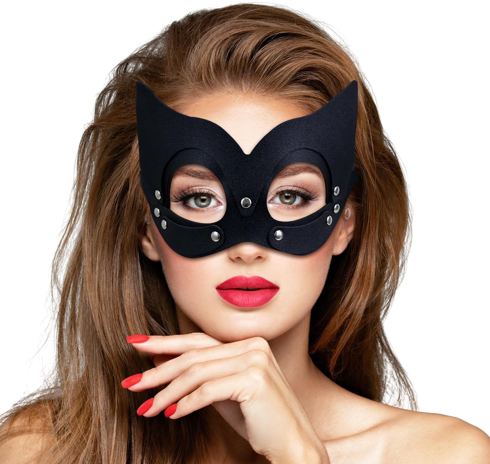 Catwoman Mask, Cat Woman Face Mask, Leatherface Mask Catwoman Accessories for Women Adult for Masquerade Halloween Carnival Costume Party Cosplay