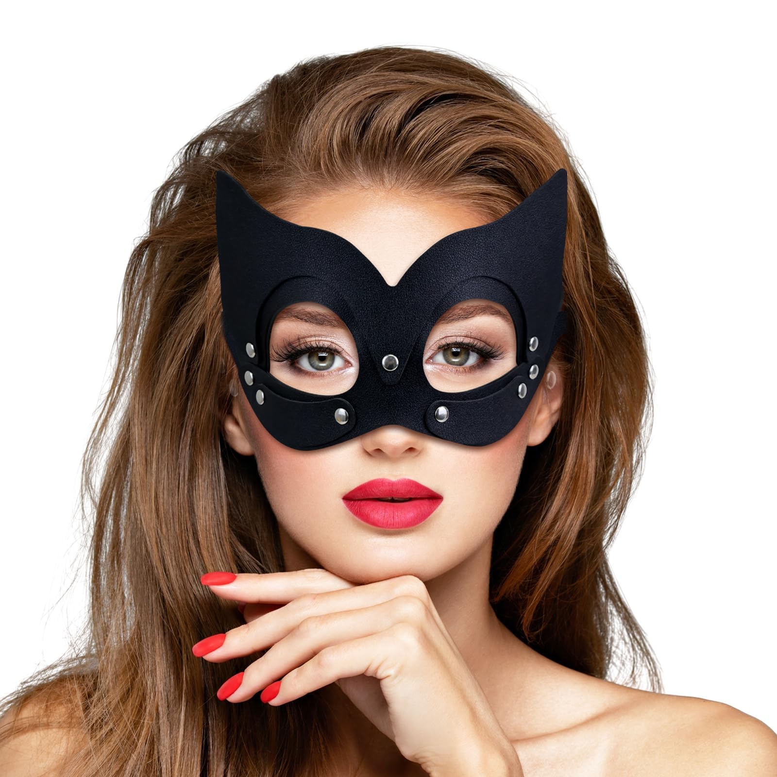 Catwoman Mask, Cat Woman Face Mask, Leatherface Mask Catwoman Accessories for Women Adult for Masquerade Halloween Carnival Costume Party Cosplay