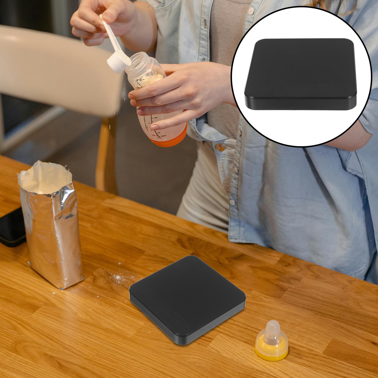 Báscula Digital Material Abs y Silicona Alta Precisión 2kg/0.1g para Café con Temporizador Portátil y Carga Usb-c Adecuado para Camping y Viaje