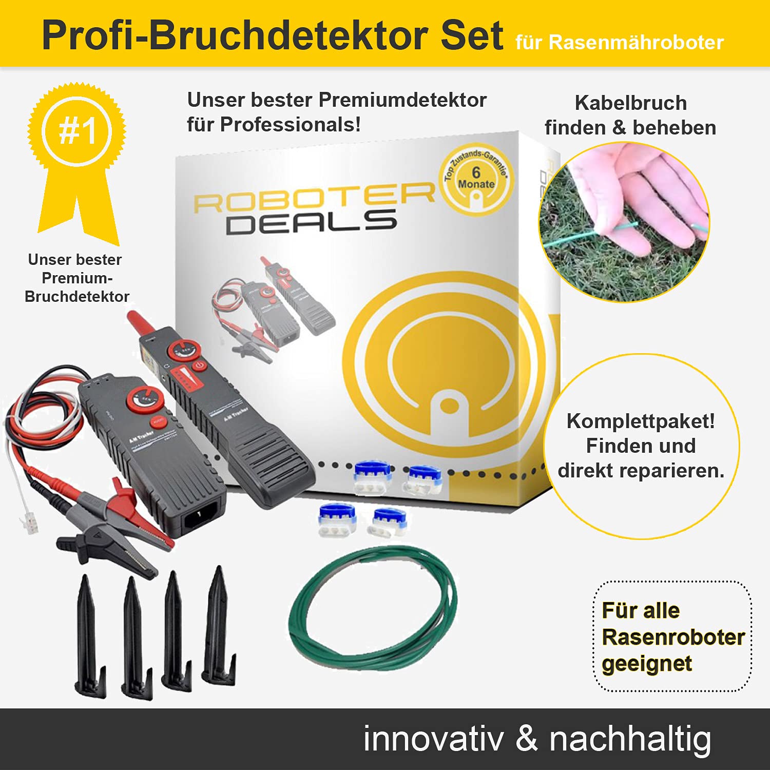 Kit de détecteur de rupture de câble de qualité supérieure pour tous les robots tondeuses à gazon. Casse, défaut dans le fil de délimitation et réparation directement. Kit de
