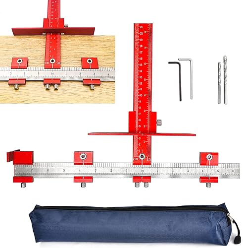 Miniatura 1 de Plantilla de manija de gabinete, herramienta de plantilla de hardware de gabinete, todo de metal con guía de perforación de 5 mm y 4 mm, plantilla