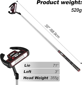 PGM Golf Putter for Men and Women - Anti-Twist Mallet Design with Alignment Guide & Stepped Shaft - Low Center of Gravity for Smooth, Accurate Putts - Right &Left Handed