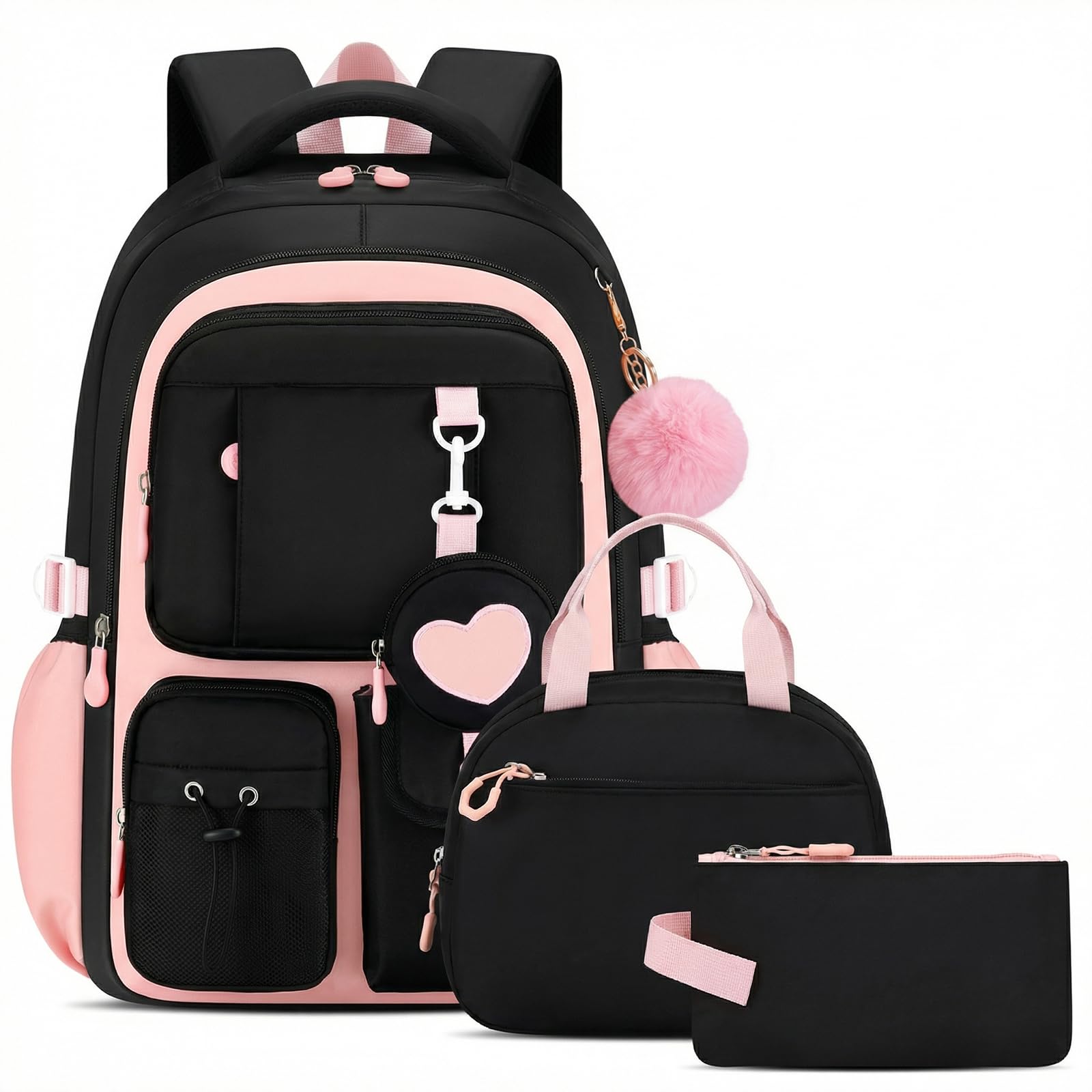 Amythe Set 4 pièces Sac d'école Fille 3e-7e École Voyage