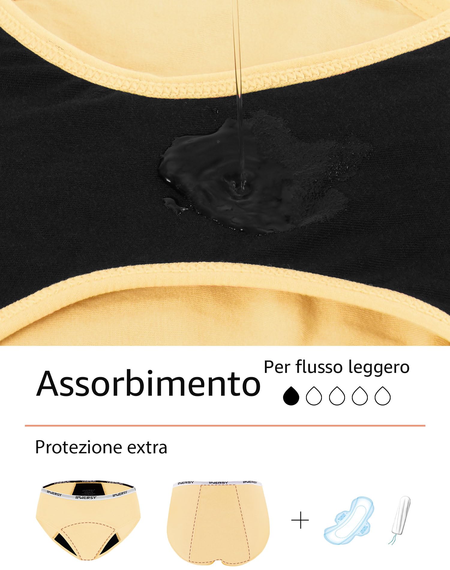 INNERSY Mutande Mestruali Ragazza Cotone Mutandine Ciclo Mestruale per Adolescenti 10-16 Anni Pacco da 3