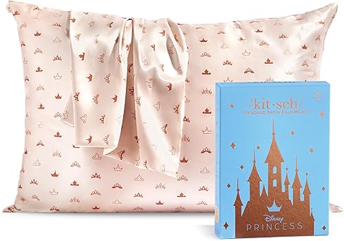 Vista 399 de Kitsch x Elf - Funda de almohada de satén con cremallera de tamaño queen/estándar, para el cabello y la piel, funda más suave que la seda, lavable a