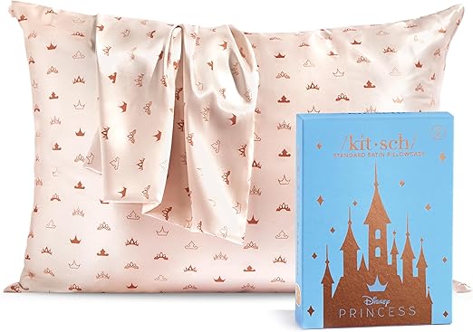 Kitsch x Disney Desert Crown Satin Pillowcase with Zipper for Hair & Skin, Softer Than Silk Pillow Cases Queen, Wrinkle-Free, Smooth and Cooling Satin Pillow Covers, Queen/Standard Size (19"x26")