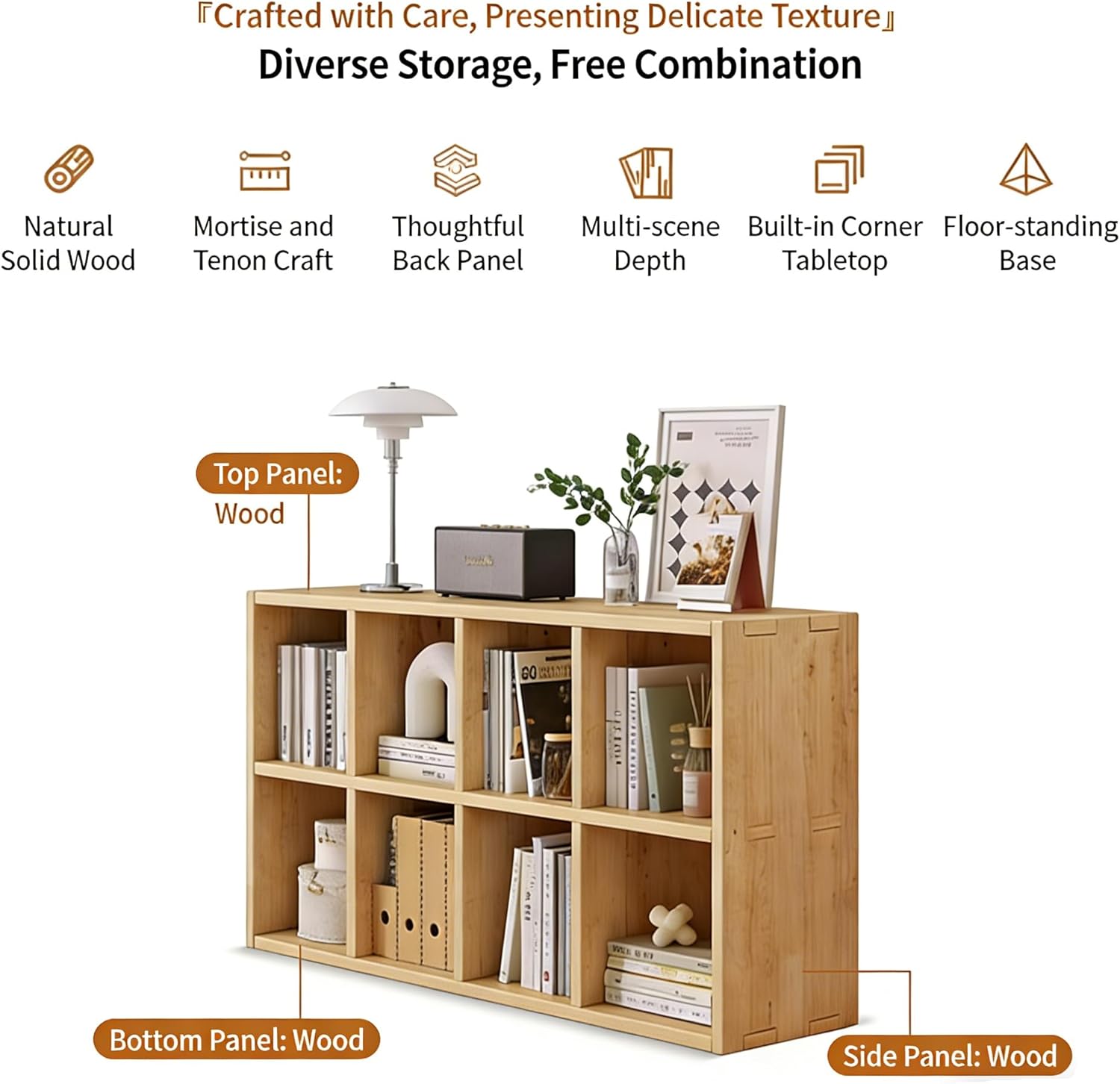12-Cube Storage Shelf Bookcase-Solid Wood Cube Storage Organizer,Vertical or Horizontal Bookcase for Living Room/Office, Display Cabinet,Farmhouse Style/Home Decor Storage Cubes