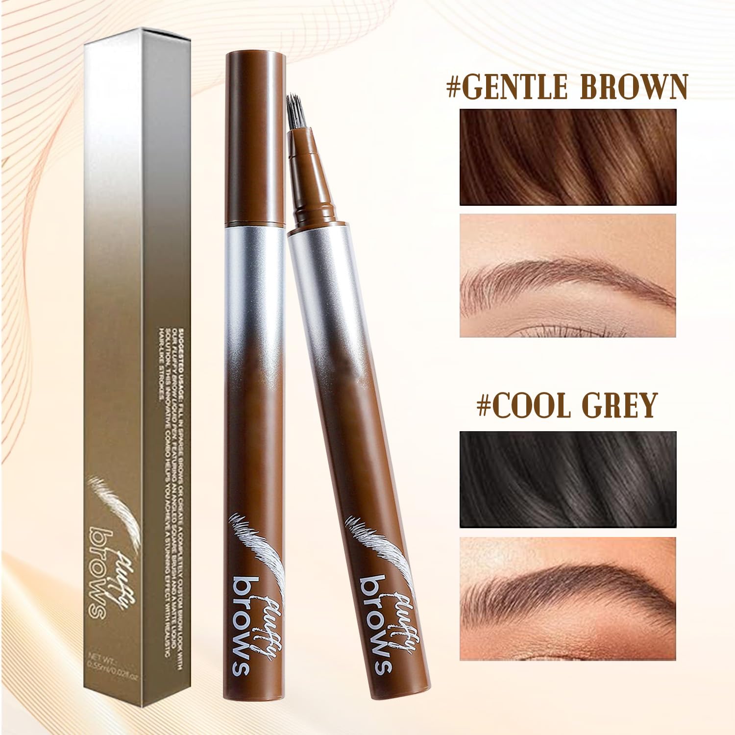 Four Fluffy Brows Eyebrow Pencils Kit in Dark & Medium Brown Shades - Image 2