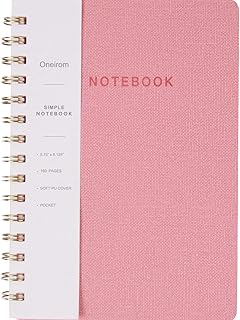 Oneirom Spiral Notebook-6.10" x 8.19" College Ruled Journal with Inner Pockets and 160 Pages,PU Leather Cover Business Jou...