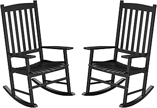 SUPER DEAL Outdoor Wood Rocking Chair for Porch, All Weather Resistant Outdoor Indoor Patio Rocker Chair (2)
