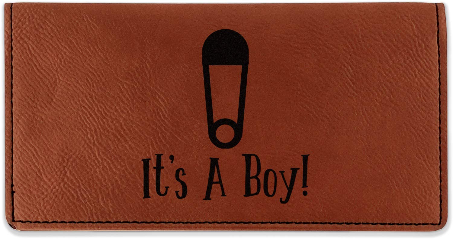 RNK Shops Personalized Baby Shower Leatherette Checkbook Holder - Single Sided