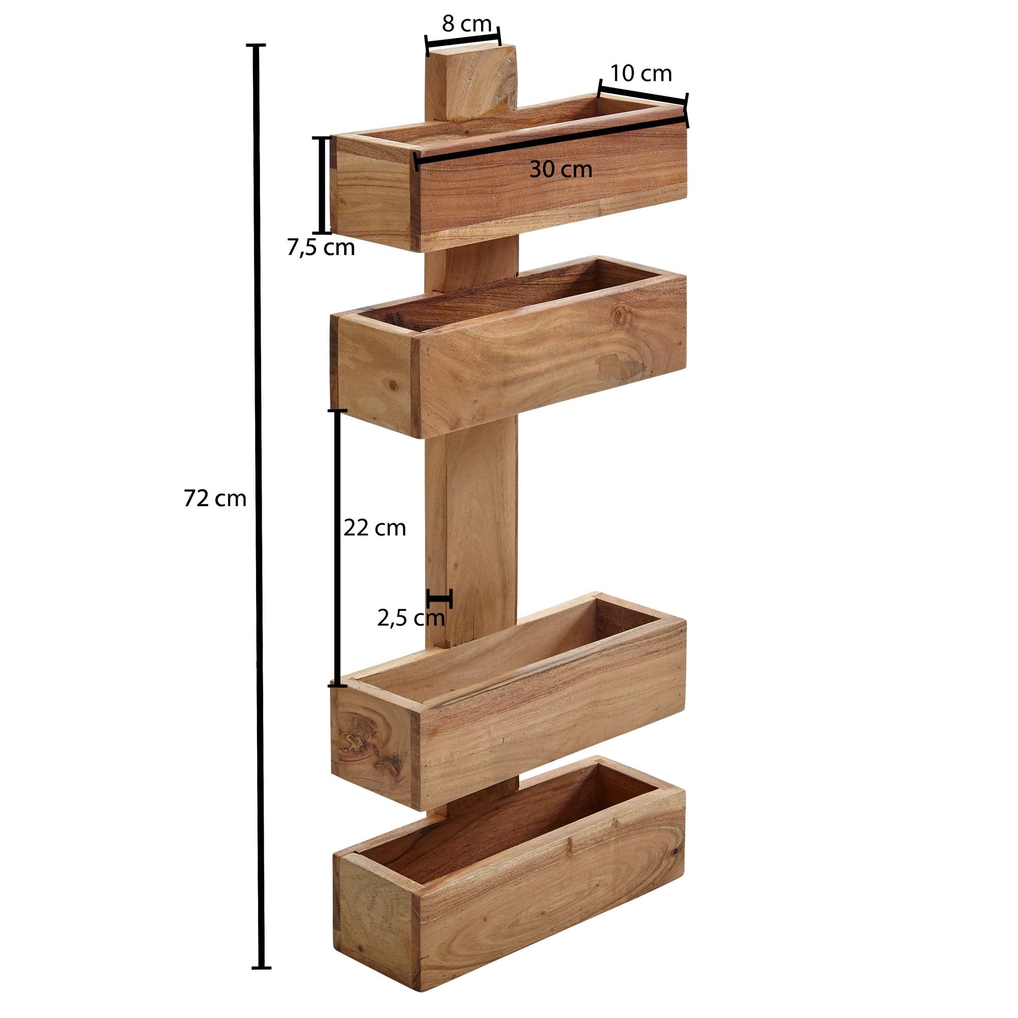 WOHNLING Zeitungsständer feuillus Acacia 2 magasins de Stockage Design de Stands Brochure Holder Country Style