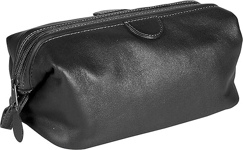 Royce Neceser de cuero - Cuero de vaca de grano superior (negro), Negro -