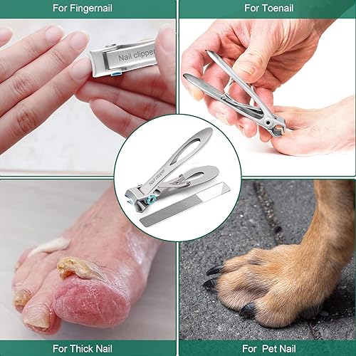 Miniatura 2 de SZHLUX Juego de cortaúñas con apertura superancha, para uñas gruesas de dedos y uñas de los pies, para manicura, pedicura, hombres y mujeres,