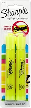 Sharpie 25162PP Accent Tank-Style Highlighter, Fluorescent Yellow, 2-Pack