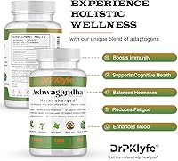 Vista 4 de Ashwagandha Complex 5-1 Mezcla con suplemento de Rhodiola Rosea, raíz de maca, albahaca sagrada, ginseng siberiano para aliviar el estrés