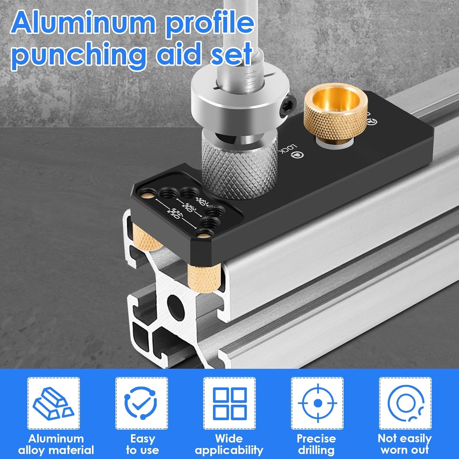 3-in-1 Aluminum Profile Drill Guide Jig, 2020 2040 3030 Aluminum Drill Block Drilling Guide - Image 2