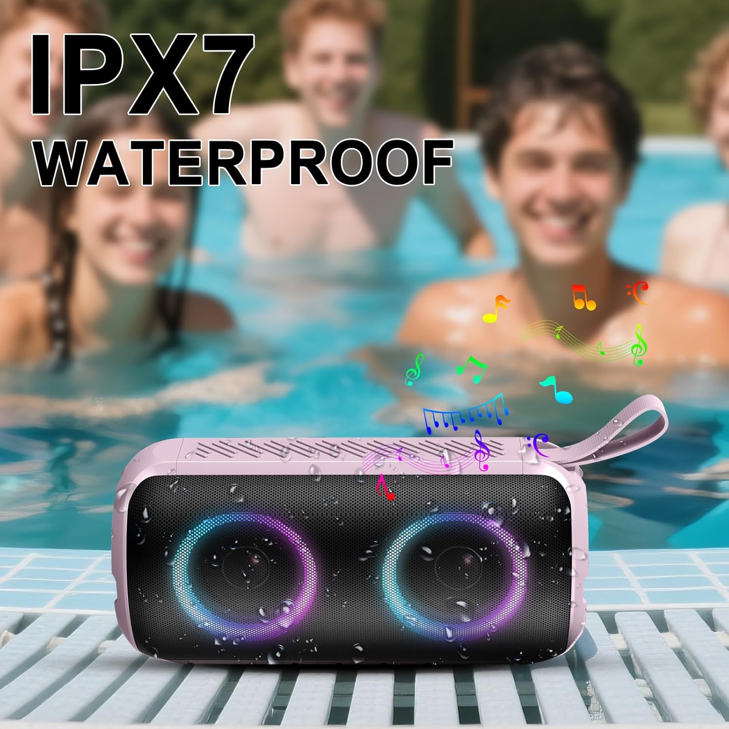 Bluetooth Speaker, 2025 New Portable Wireless Speaker with 6D Loud Sound, IPX7 Waterproof Stocking Stuffers, HD Call, RGB Lights, 12H Playtime for Home/Party/Outdoor/Beach, White Elephant Gift - Image 5