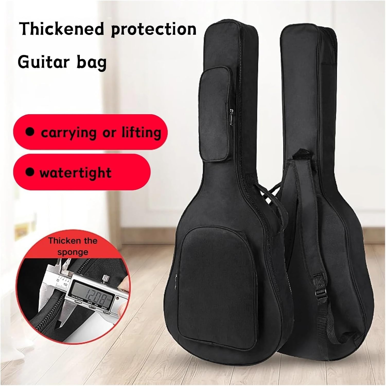 Guitar bag 41 Inch Acoustic Guitar Bag 0.35 Padded Waterproof Adjustable Strap Black Dust Cover Electric