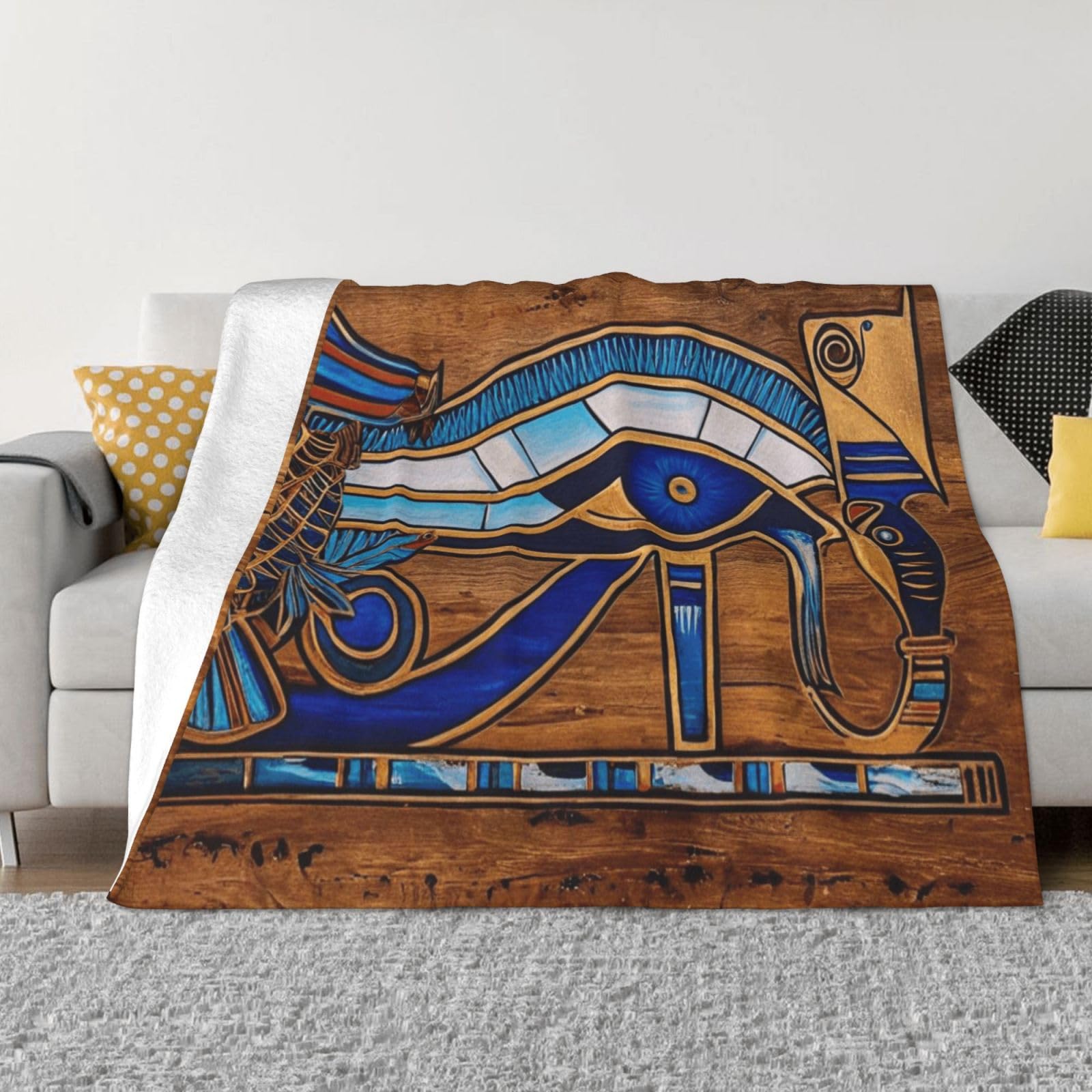 Couverture égyptienne œil d'Horus plaid flanelle déco idée cadeau