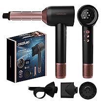 Cecotec Asciugacapelli con Tecnologia Plasma DryGlam Waves Black. 1600W, 110000 RPM, Motore Brushless, Testine con Effetto Coanda, Schermo Digitale, Controllo Intelligente Calore, Funzione Memoria